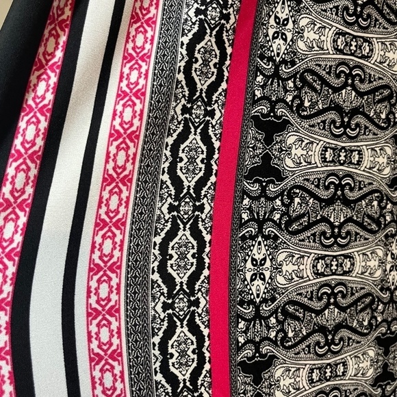 Catherines Dress 1X Pink Floral Shift Retro Artsy Striped Neutral Sheath Boho - Picture 6 of 11